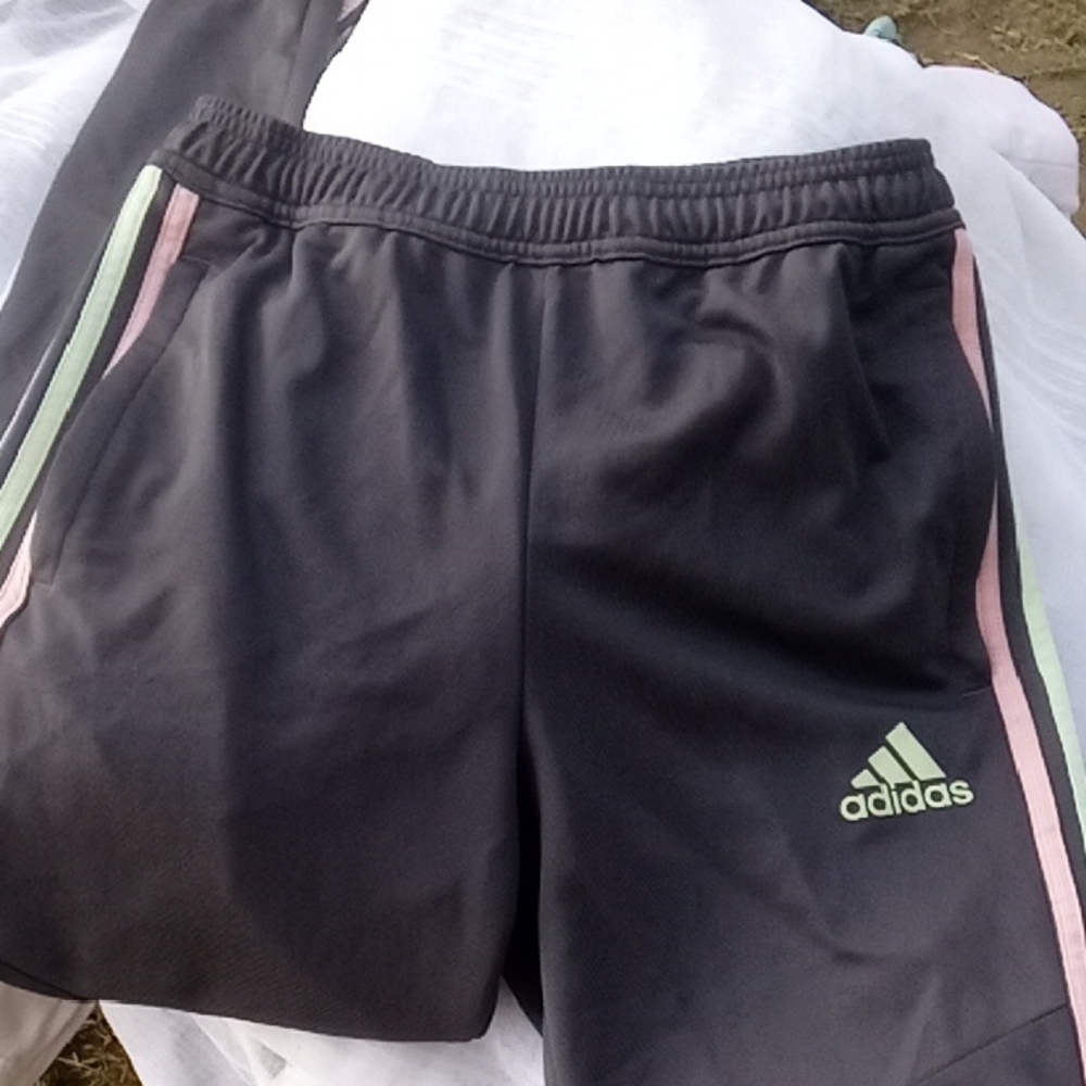 Adidas Kids Charcoal Shorts with Pastel Stripes